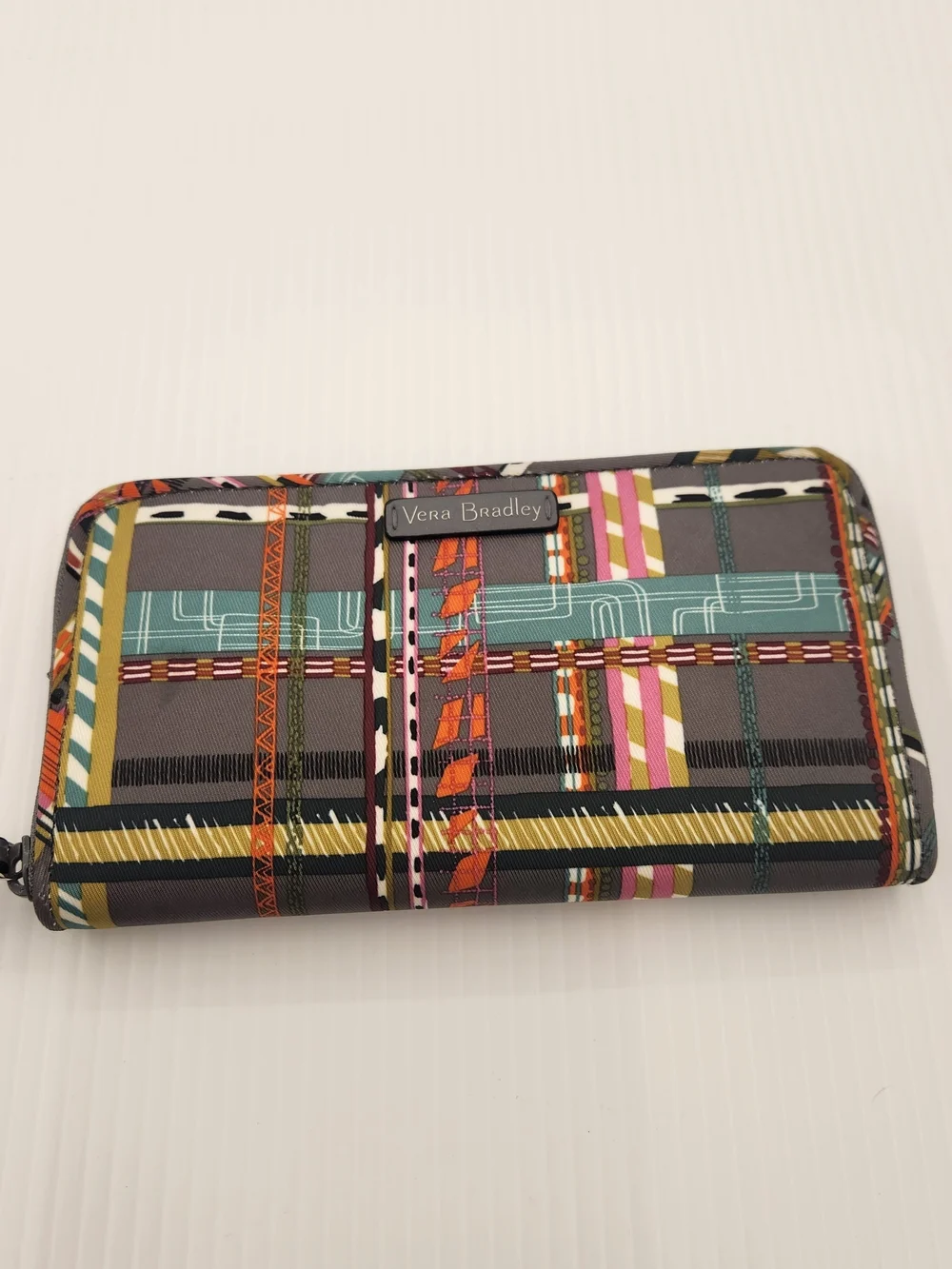 Vera Bradley Multicolor Plaid Zip-Around Wallet - Picture 1 of 8